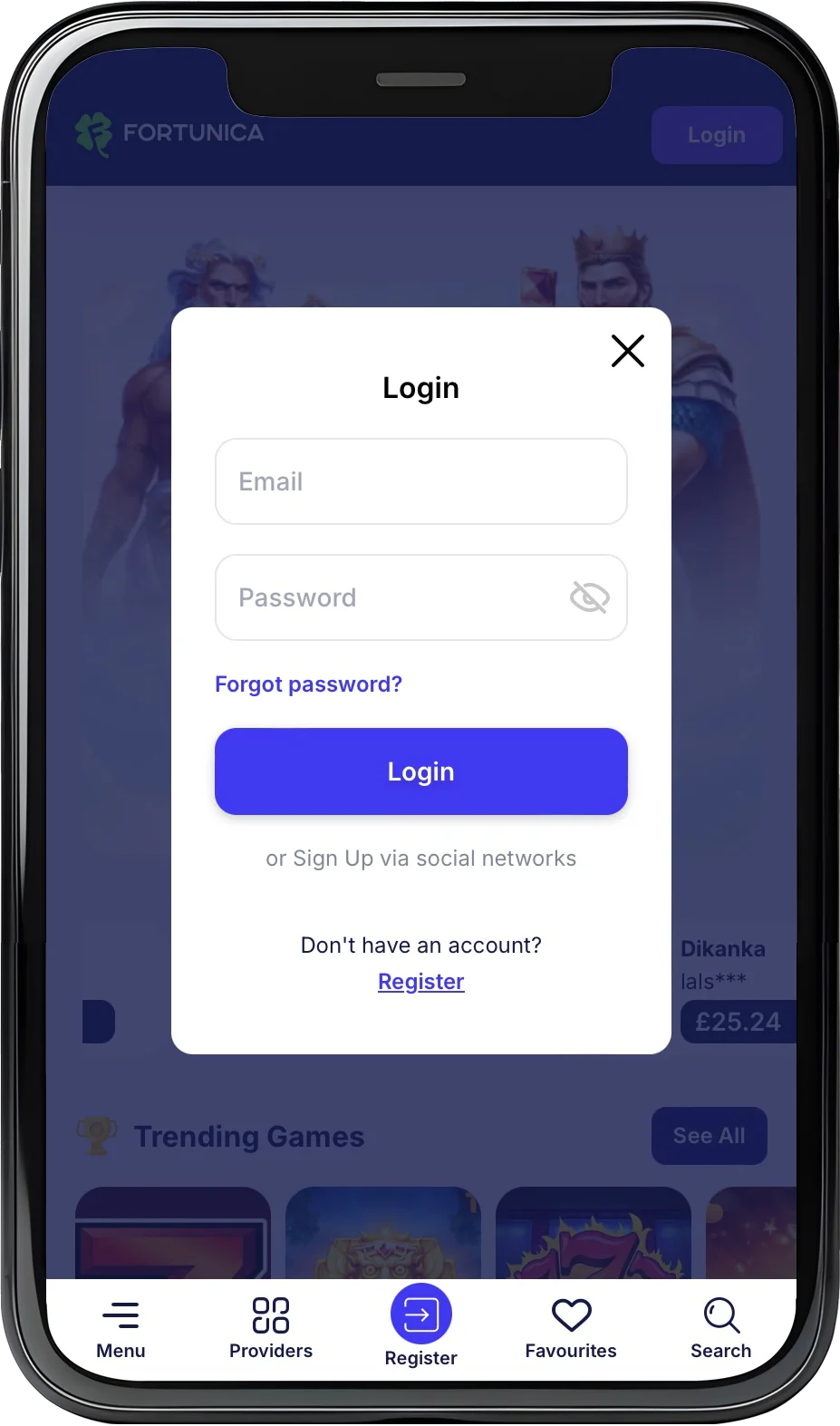 Fortunica Casino login